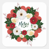 お花パーソナライズされた送料 スクエアシール (正面)