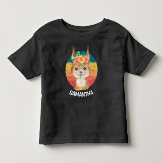 お花リスサンセットホワイトネーム トドラーTシャツ