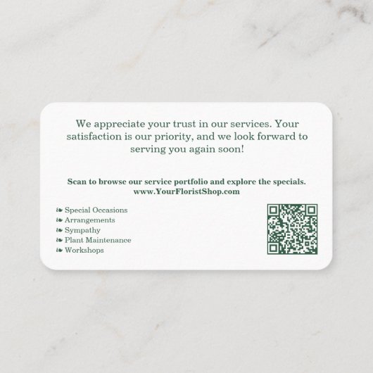 🌺🌿お花屋さんお選びいただき、ありがとうございます 名刺 (裏面)