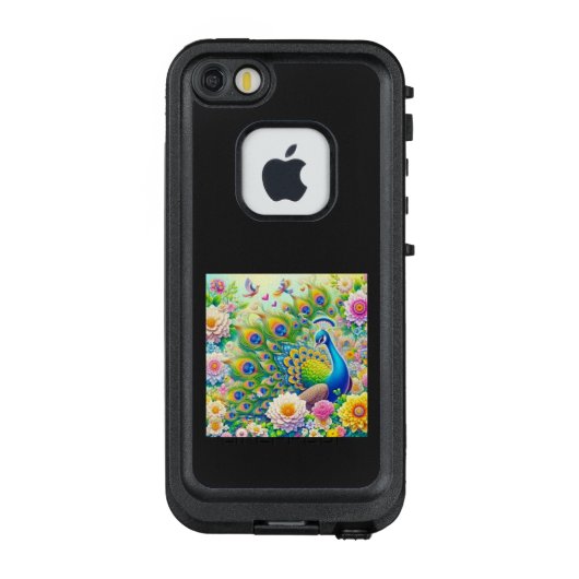 お花畑で佇む孔雀 LifeProof iPhoneケース (裏面)