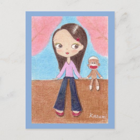 お花見さくらんぼはがき ポストカード (正面)