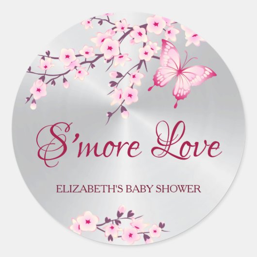 お花見の恋　バタフライ　スモア・ラブ ラウンドシール (正面)