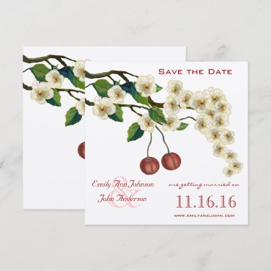 お花見の枝でSave the Date 招待状 (正面/裏面)