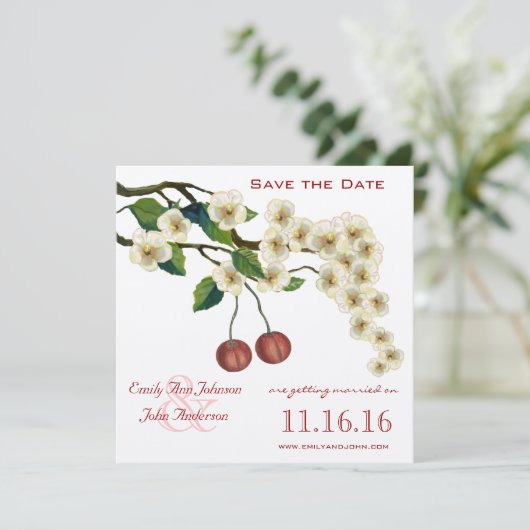 お花見の枝でSave the Date 招待状 (スタンド正面)