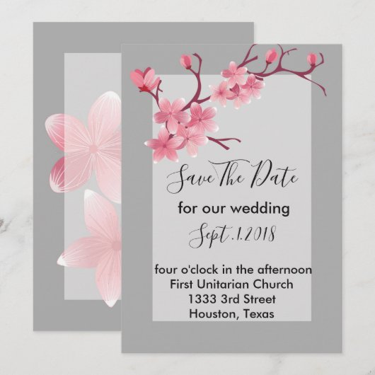 お花見の記念日 招待状 (正面/裏面)