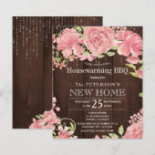 お花見ピンクの新居お披露目 BBQ ご招待 (正面/裏面)