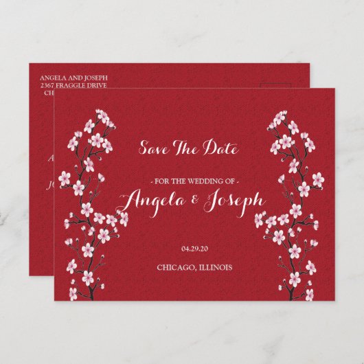 お花見  Save the Date カード (正面/裏面)