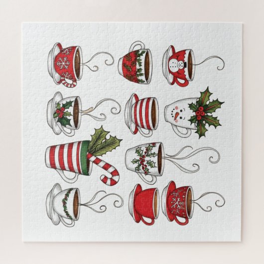 お茶おもしろいのマグカップのクリスマス ジグソーパズル (横)