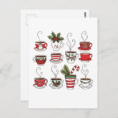 お茶おもしろいのマグカップのクリスマス ポストカード (正面/裏面)
