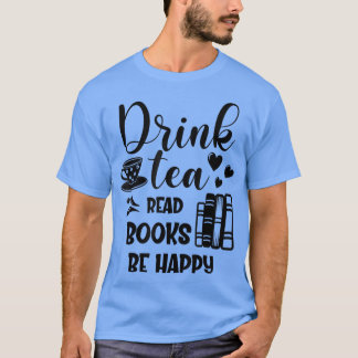 お茶おもしろいの本読を飲むHappy Tea and Book L Tシャツ