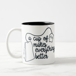 お茶おもしろいを飲むと万事好転する ツートーンマグカップ