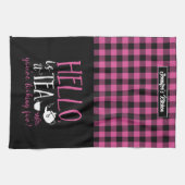 お茶おもしろい好きItお茶あなたは探してプレイド キッチンタオル (横)