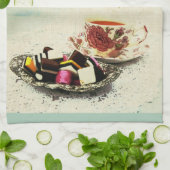 お茶および引用文の菓子 キッチンタオル (折り畳み)