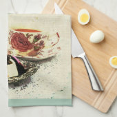 お茶および引用文の菓子 キッチンタオル (四つ折り)