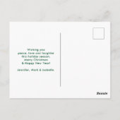 お茶お洒落の上に座ってクリスマスに楽しむ猫 ポストカード (裏面)