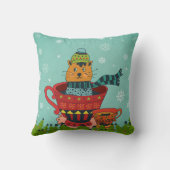 お茶お洒落飲み式クリスマスに座る猫 クッション (裏面)