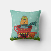 お茶お洒落飲み式クリスマスに座る猫 クッション (正面)