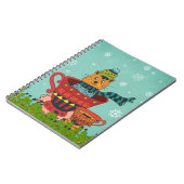 お茶お洒落飲み式クリスマスに座る猫 ノートブック (左側)