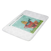 お茶お洒落飲み式クリスマスに座る猫 バスマット (アングル)