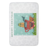 お茶お洒落飲み式クリスマスに座る猫 バスマット (正面縦)