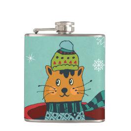 お茶お洒落飲み式クリスマスに座る猫 フラスク