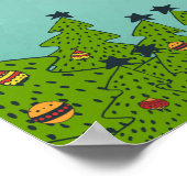 お茶お洒落飲み式クリスマスに座る猫 ポスター (角)