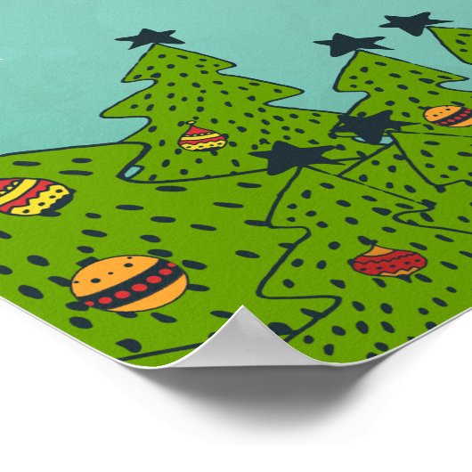 お茶お洒落飲み式クリスマスに座る猫 ポスター (角)