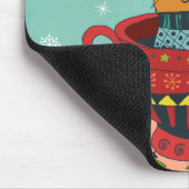 お茶お洒落飲み式クリスマスに座る猫 マウスパッド (コーナー)