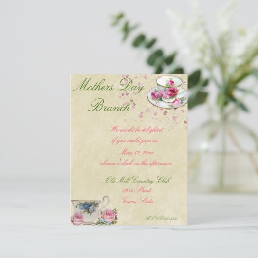 お茶かわいらし杯、母の日またはブ結婚ランチ 招待状 (スタンド正面)