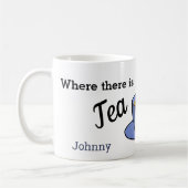 お茶がある場所に希望がある、あなたの名前、青 コーヒーマグカップ (左)
