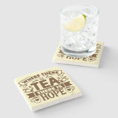 お茶がある場所に希望がある – お茶愛好家 ストーンコースター (横)