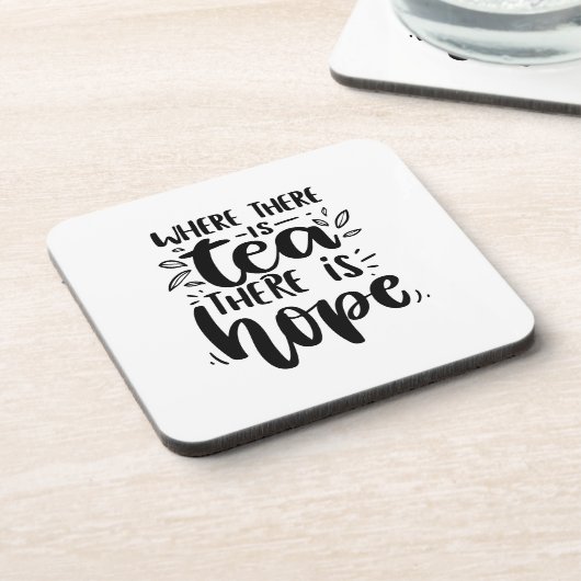 お茶がある所に希望の引用文があるおもしろい コースター (左側)