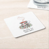 お茶がハッピースローガンを見つけるので、ヴィンテージカップバラ スクエアペーパーコースター (アングル)