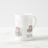 お茶がハッピースローガンを見つけるので、ヴィンテージカップバラ ボーンチャイナマグカップ (正面右)