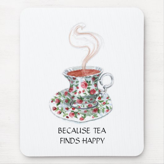 お茶がハッピースローガンを見つけるので、ヴィンテージカップバラ マウスパッド (正面)