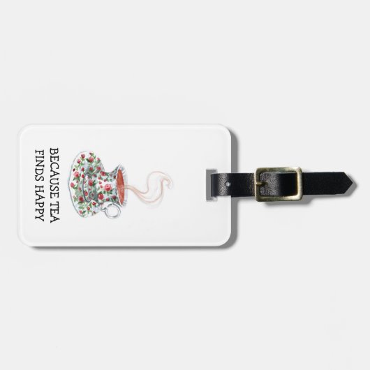 お茶がハッピースローガンを見つけるので、ヴィンテージカップバラ ラゲッジタグ (正面横)