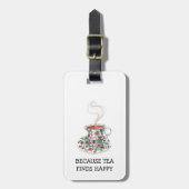 お茶がハッピースローガンを見つけるので、ヴィンテージカップバラ ラゲッジタグ (正面縦)