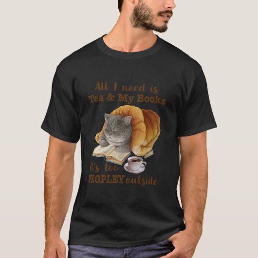 お茶が欲しいのは本おもしろい集の猫好き Tシャツ (正面)