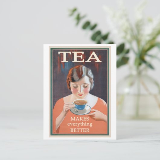 お茶でヴィンテージのポスターが上手 ポストカード (スタンド正面)