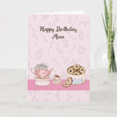 お茶とクランプトのお母さん用誕生日カード カード (正面)