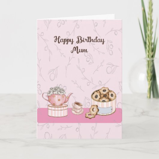 お茶とクランプトのお母さん用誕生日カード カード (正面)