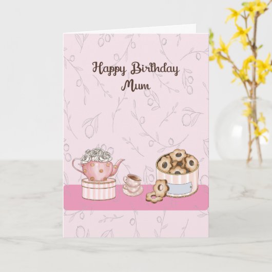 お茶とクランプトのお母さん用誕生日カード カード (黄色い花)