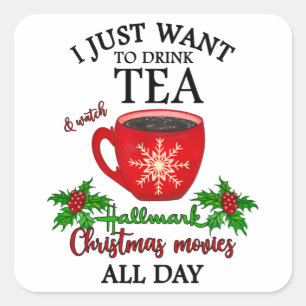 お茶とクリスマス映画 スクエアシール