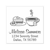 お茶とケーキのアドレス セルフインキングスタンプ (デザイン)