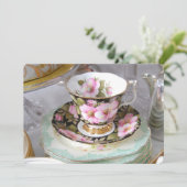 お茶とケーキのカスタマイズ可能な午後のお誘い 招待状 (スタンド正面)
