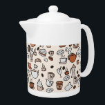 お茶とコーヒーショップのオブジェクトのパターン<br><div class="desc">カフェやコーヒーショップのコラージュのベージュ。</div>