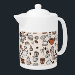 お茶とコーヒーショップのオブジェクトのパターン<br><div class="desc">カフェやコーヒーショップのコラージュのベージュ。</div>