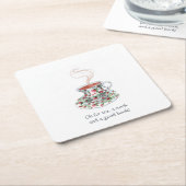 お茶とヌークと本!ティースローガン、ヴィンテージカップ スクエアペーパーコースター (アングル)