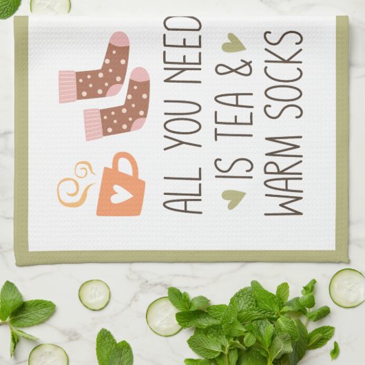 お茶と暖かい靴下が必要！秋 キッチンタオル (折り畳み)