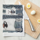 お茶と暖かい靴下のキッチンタオル キッチンタオル (四つ折り)